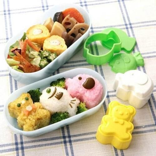 3Pcs SandwichMold Sushi Shaper Cartoon Animals Shape Kitchen Gadgets Kid Gift Bento Mould Rice Balls Lunch Mould Cooking Tool