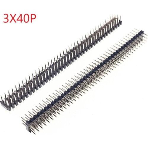500pcs 3x40 P 120 Pin 2.0 mm Pin Header male triple row Straight PCB 180 Through Hole Insulator height 2.00mm Rohs Lead Free