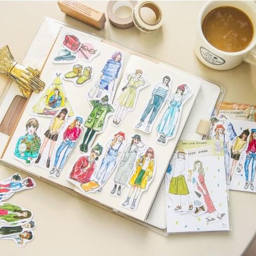 6-49 Pcs/Pack Cute Kawaii Winter Lovely Girl Papers Stickers Flakes Romantic Love For Diary Decoration Diy Scrapbooking Sticker