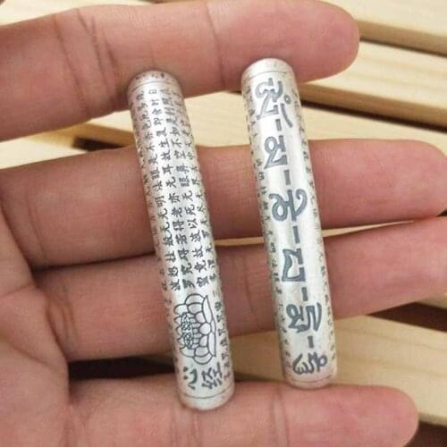 9MM 100% 990 Sterling Silver Vintage Tube Large Hole Tubular The lotus Buddhism Six words DIY For Bracelet Necklace accessories