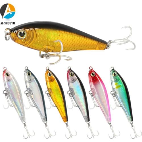 AI-SHOUYU 1pc 70mm 7.8g Pencil Crankbait Hard Bait 3D High Simulation Eyes with High Quality Sharpened Hooks Fishing Lure