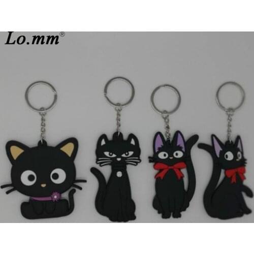 Anime Kikis Delivery Service Kiki pvc key chain animal cartoon black cat keyrings cos toys souvenir kid llavero hombre keychain