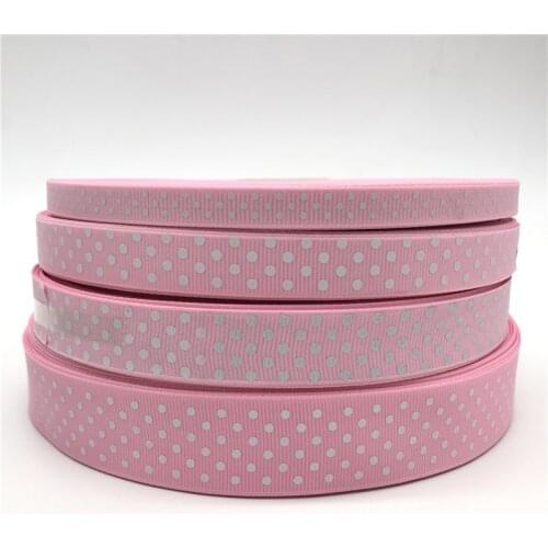 10mm 15mm 20mm 25mm Grosgrain Ribbon Pink Printing Polka Dot Hair Bow Party Christmas Wedding Decoration DIY Gift Wrapping