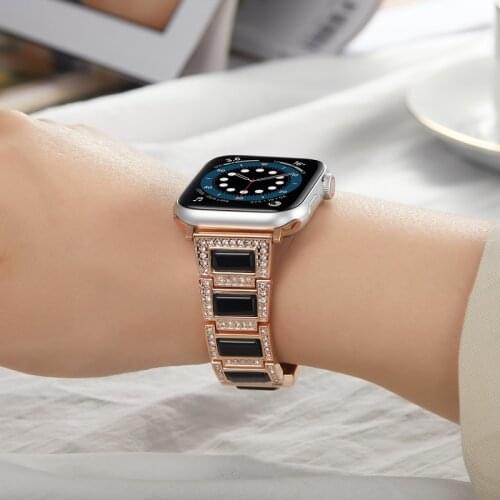 Diamond Stainless Steel Watch Strap for Apple Watch 44mm 42mm 40mm 38mm Band Bracelet for IWatch Series 6 SE 5 4 3 2 1 Loop