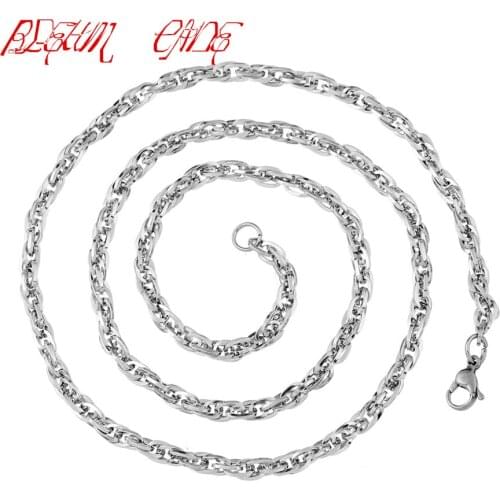 316L Stainless Steel Chain 4mm Braided Link Necklace Men Women punk rock biker 24 inch