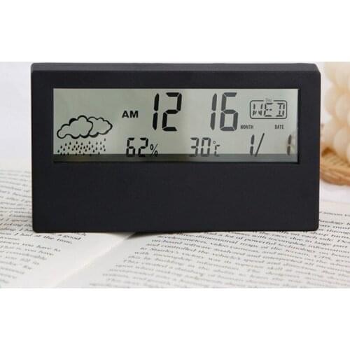 Digital Wall Clock Electronic Alarm/Temperature/Humidity Bedroom Home Decor