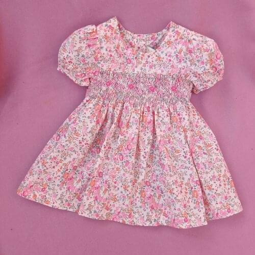 Baby little Girls Vintage Smocked Floral Dress Summer Children Spanish Boutique Kids Toddler Handmade Smock Dresses