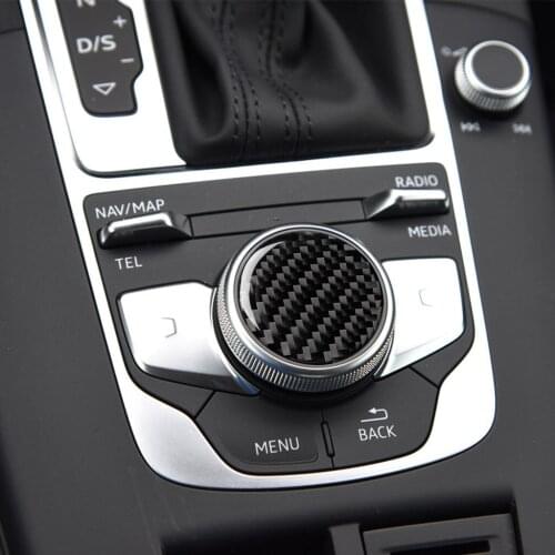 For Audi A4 A5 B9 A3 8V A6 C7 Central Control Multimedia Knob Decoration Car Carbo Fiber Stickers Decal Decor Auto Accessories