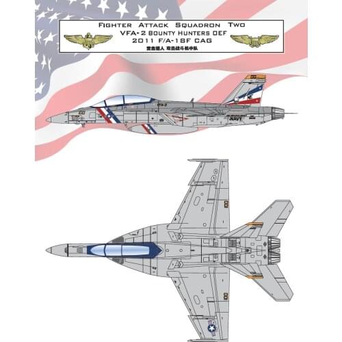 GALAXY Tools G48010 1:48/72 Fighter Attck Squadron Two VFA-2 Bounty Hunters OEF 2011 F/A-18F CAG Airplanes Body Sticker