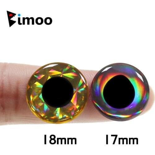 Bimoo 50pcs/100pcs Big Size 17mm 18mm 3D Holographic Fishing Lure Eyes Saltwater Flies Tying Jigs Craft Dolls Eyes