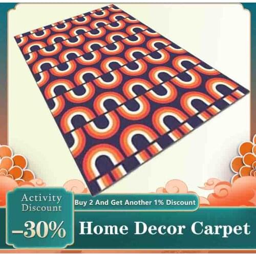 Red Blue Geometric Living Room Carpet Fashion Modern Bedroom Floor Mats Anti-Slip Bedside Area Rugs Room Decoration Teenager