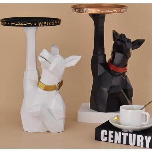 Creative Nordic Decoration Home Figurine DogPallets Statue Living Room Sculpture Desktop Ornaments Dog Statue Modern Home Decor
