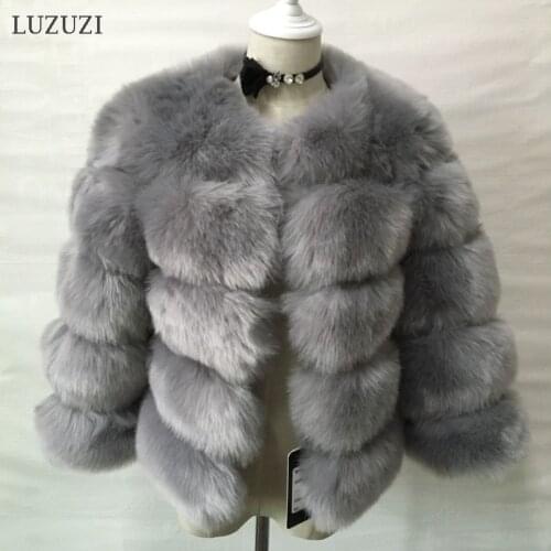 LUZUZI 2020 Top Fashion Winter Short Faux Fur Coat Women Elegant Thick Warm Outerwear Fake Fur Jacket Chaquetas Mujer Mink Coats