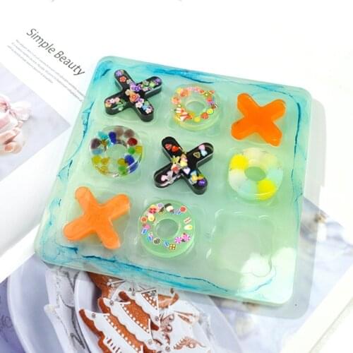 Small Tic Tac Toe Molds for Resin Casting Small O X Board Game Silicone Mold DIY Craft Classic Board Family Games Molds