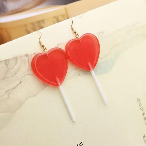 Heart Shaped Acrylic Lollipop Sweet classical Earrings for woman holiday daily elegant gifts earring