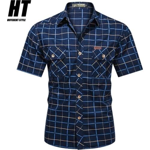 Mens Plaid Shirts Cotton High Quality Shirts Men Slim Fit Casual Summer Tops Business Short Sleeve Male Shirts Plus Size 5XL