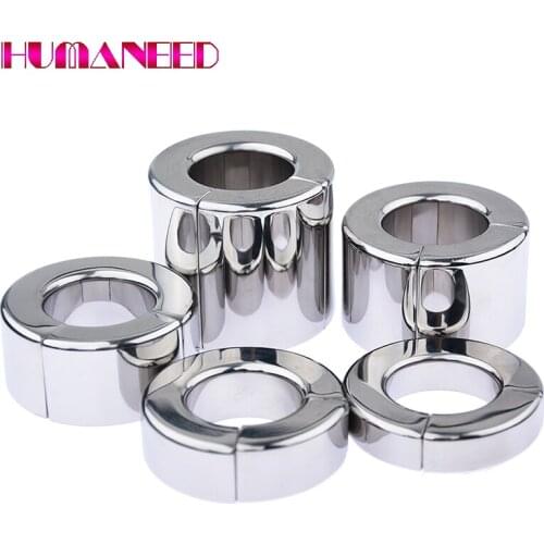 Stainless Steel Ball Stretcher Male Scrotum Pendant Restraint Ring Weight Penis Bondage BDSM Magmetic Lock Traning Ring For Men