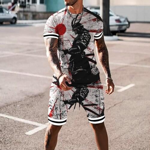 2021 New Mens Casual Shorts Suit Round Neck Short-Sleeved T-Shirt + Cartoon Mens Sportswear Suit Mens Clothing