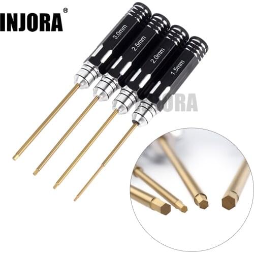 INJORA 4Pcs/set Titanium Plating 1.5/2/2.5/3mm Hexagon Screwdriver Screw Driver Tool Kit for RC Model Car Boat Airplane