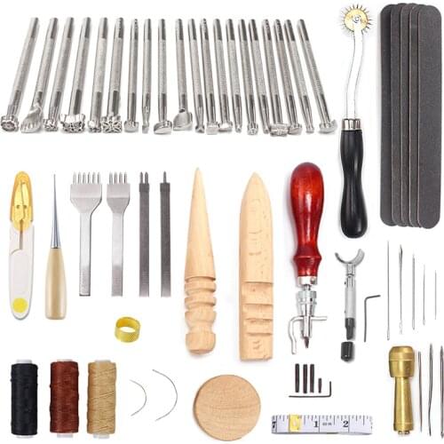 Leathercraft Tool Sets hand sewing stitching wax thread punching carving polishing work saddle accessories DIY craft tool set