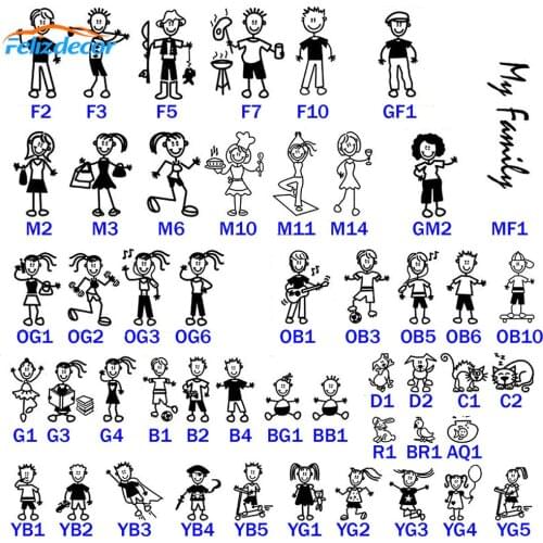 13cm tall Stick Figure My Family People Car Decal Sticker For Car Window Phone Notebook Dad Mom Kids Pattern Cars Stickers L960