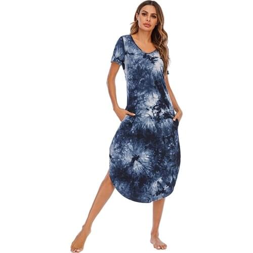 Nightdress V-Neck Womens Sleepwear Solid Color Home Wear Lady Cotton Pajamas plus Size Casual Pajaas