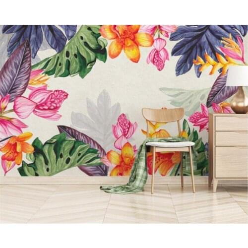 Beibehang Custom wallpaper modern silk cloth 3d wallpaper Hand-painted leaves flowers background wall 3d wallpaper papier peint