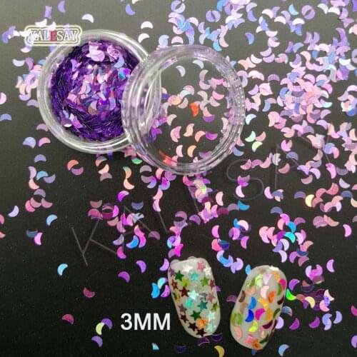 3mm Nail Sequins Moon Paillettes Sewing Craft DIY Laser Purple Moon Stars Nail Supplies Sequin for Nails Decorations