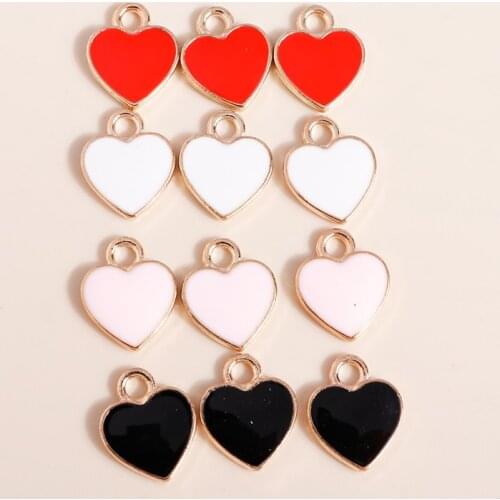 10pcs 10*12mm Alloy Enamel Hearts Charms Necklaces Earrings Pendants Love Charm Jewelry Making Accessories Valentine diy Jewelry
