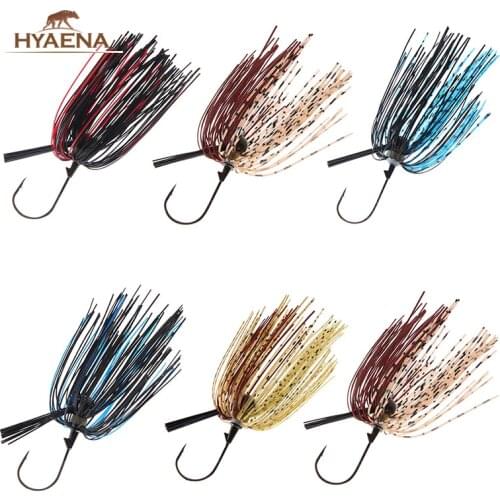 Hyaena 6pcs Weedless Jig Lead Head Lures For Hook With Weedguard Rubber Silicone Skirt High Carbon Steel Bass Fishing Lures