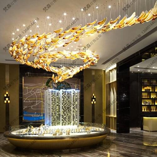 Hotel lobby project chandelier mall exhibition hall hotel KTV lobby shaped creative glass glass hanging line lamps