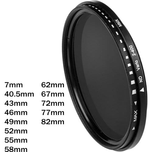 Professional ND2 to ND400 Variable Adjustable ND Filter Lens Filter for Camera under Strong Light Eliminates Overly Bright