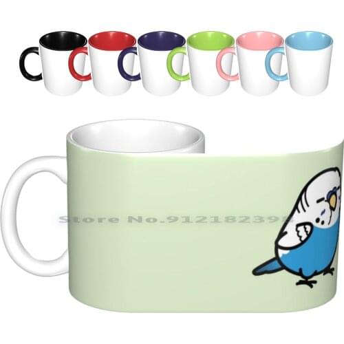 Chubby English Blue Budgie-Male Ceramic Mugs Coffee Cups Milk Tea Mug English Budgie English English Parakeet Parakeet Blue