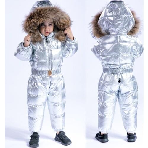 Down Warm Boy Romper Fur Hooded Baby Girl Onesie Waterproof Kids Jumpsuits Thick Warm Children Overalls Clothes Infant Costumes