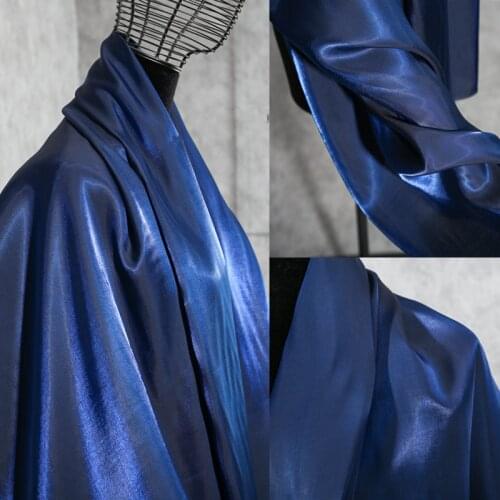 Dark blue red gradient glass silk cotton fabric delicate silky draping smooth clothing shirt dress sewing Diy fabric wholesale