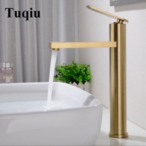 Basin Faucet Water Tap Bathroom Faucet Solid Matte Gold Brass Cold & Hot Water Single Handle Water Sink Tap Mixer Black