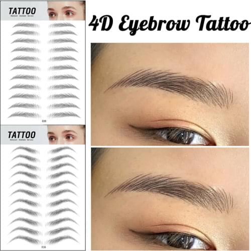 4D Eyebrow Tattoo Sticker Hair-Like False Eyebrows Waterproof Long Lasting Water Transfer Eye Brow Stickers Makeup Cosmetics