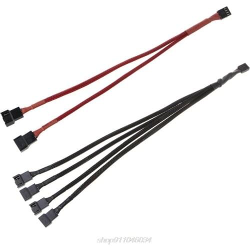 PWM 4pin Fan Sleeved Extension Splitter Hub Cables,Motherboard CPU 4 pin to 2 4 Way 4Pin Cooler or 3pin Case Fan M11 21 Dropship