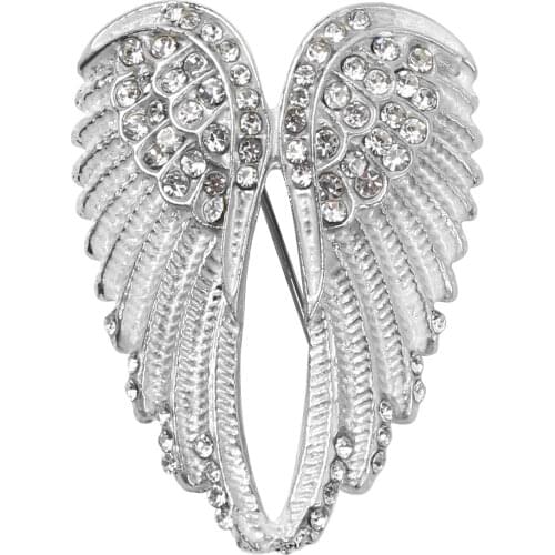 US Stock Sparkly Crystal Sweater Clip Bling Angel Wing Cardigan Pin Decorative Shirt Safety Breastpin Jewelry Brooch for Clothes