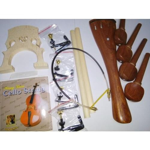 1 Set rose wood Cello parts 4/4 with fine tuners cello bridge tail gut string