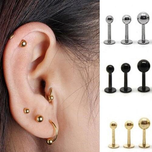 1 Pair Women Punk Titanium Steel Barbell Ear Cartilage Helix Tragus Stud Earring Bar Piercing