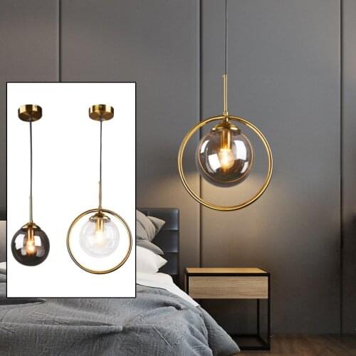 1Pc Nordic Glass Ball Chandelier Kitchen Dining Room Bedside Hanging Lamp Pendant Lighting Fixture(without Bulb)
