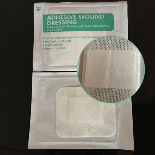 10Pcs/Lot Non-woven Adhesive Wound Dressing Band Breathable Aid Bandage Wound First Aid 6*7cm
