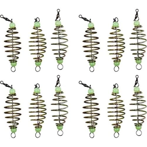 10Pcs Spring Fishing Feeder Luminous Fishing Cage Feeder Carp Bream Fishing Tackle Fishing Accessories