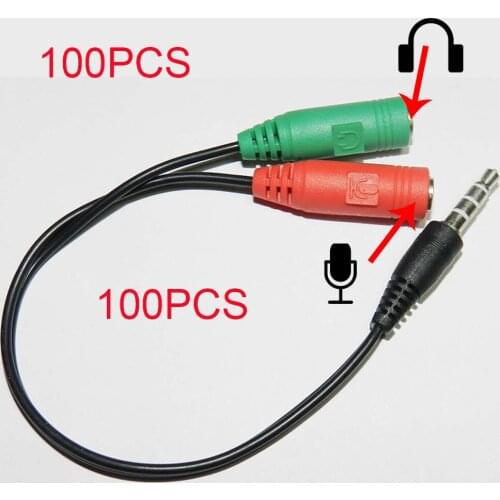 100PCS 3.5mm Stereo Audio Cables Male to 2 Female Headphones Microphones Karaoke Splitter Cable Adapter