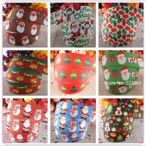 18092603, 7/8" 22mm 5 yards Christmas Day printed grosgrain ribbons DIY hair bows handmade materials