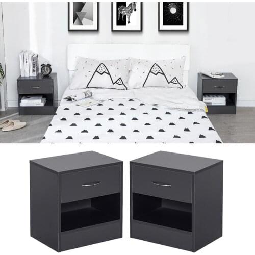 2pcs Solid Wooden Bedside Table With Drawers Organizer Storage Cabinet Nightstand Modern Stand Room Furniture HWC