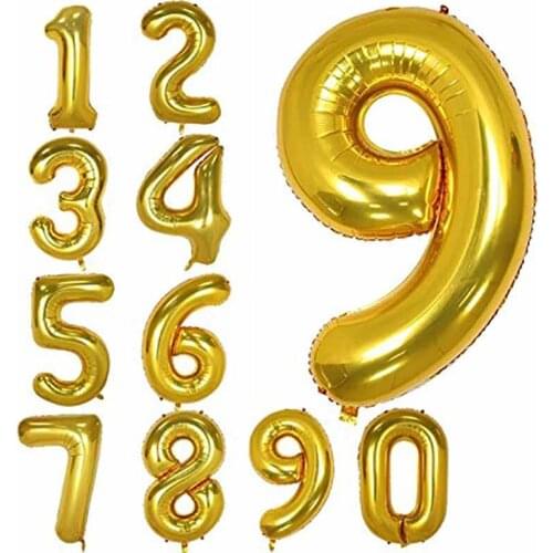 32 Inch Gold Digit Foil Balloons Number 0123456789 for Birthday Party Anniversary happy new year eve decoration backdrop Supply