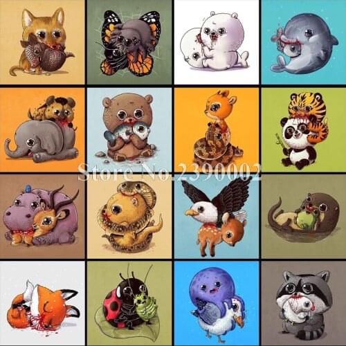Diamond Embroidery Predator & Prey Diy Diamond Painting Animal Food Chain Cross Stitch Diamond Mosaic Full Rhinestone Christmas