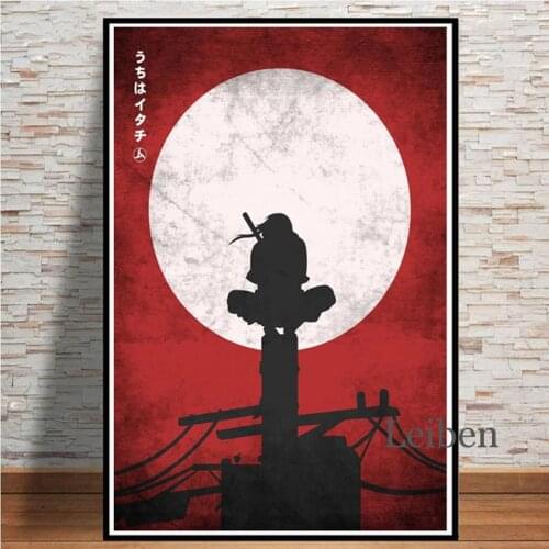 Anime Figure Uchiha Abstract Print Pictures Ninja Shadow Poster Childrens Room Decorative Art Canvas Paintings Frameless